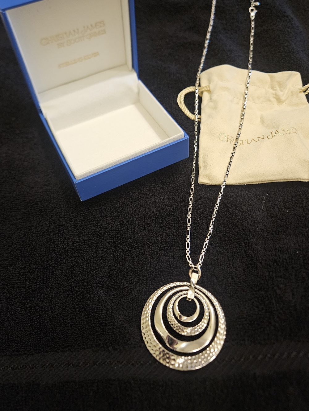 Christian James by Scott Grimes, 925 Sterling Silver, Multi-Circle Ripple Pendan